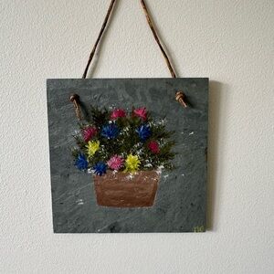 Floral Slate Wall Hanging Decor